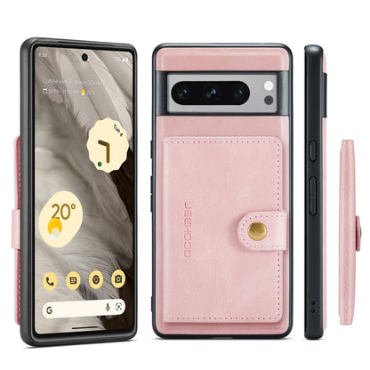 For Google Pixel 8 Pro JEEHOOD Retro Magnetic Detachable Wallet Phone Case(Pink) by JEEHOOD