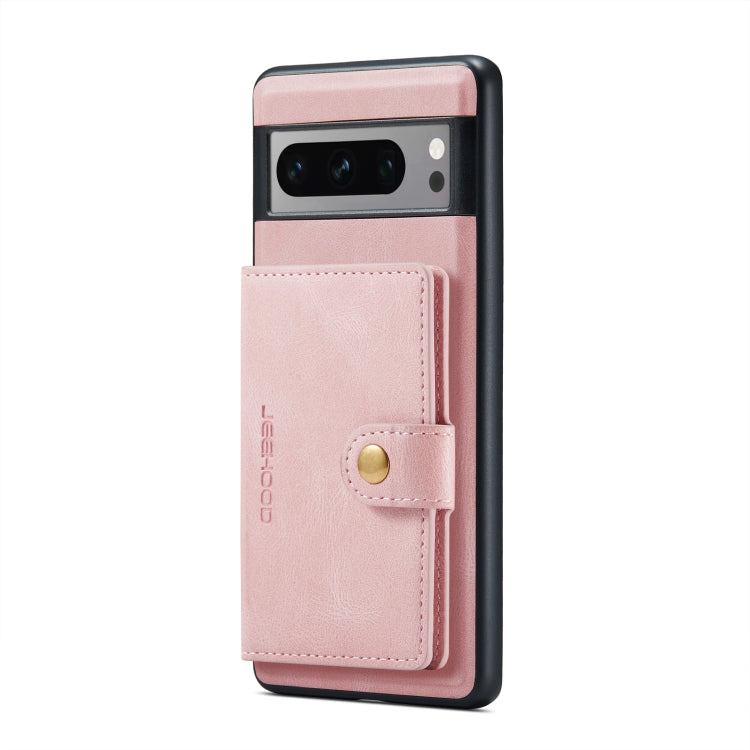For Google Pixel 8 Pro JEEHOOD Retro Magnetic Detachable Wallet Phone Case(Pink) by JEEHOOD