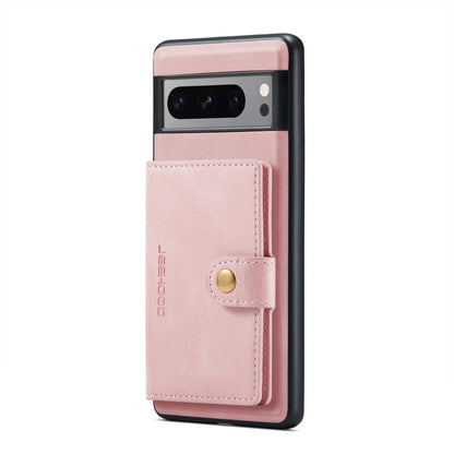 For Google Pixel 8 Pro JEEHOOD Retro Magnetic Detachable Wallet Phone Case(Pink) by JEEHOOD