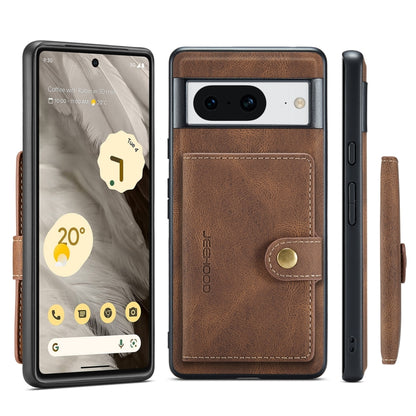 For Google Pixel 8 JEEHOOD Retro Magnetic Detachable Wallet Phone Case(Brown) by JEEHOOD