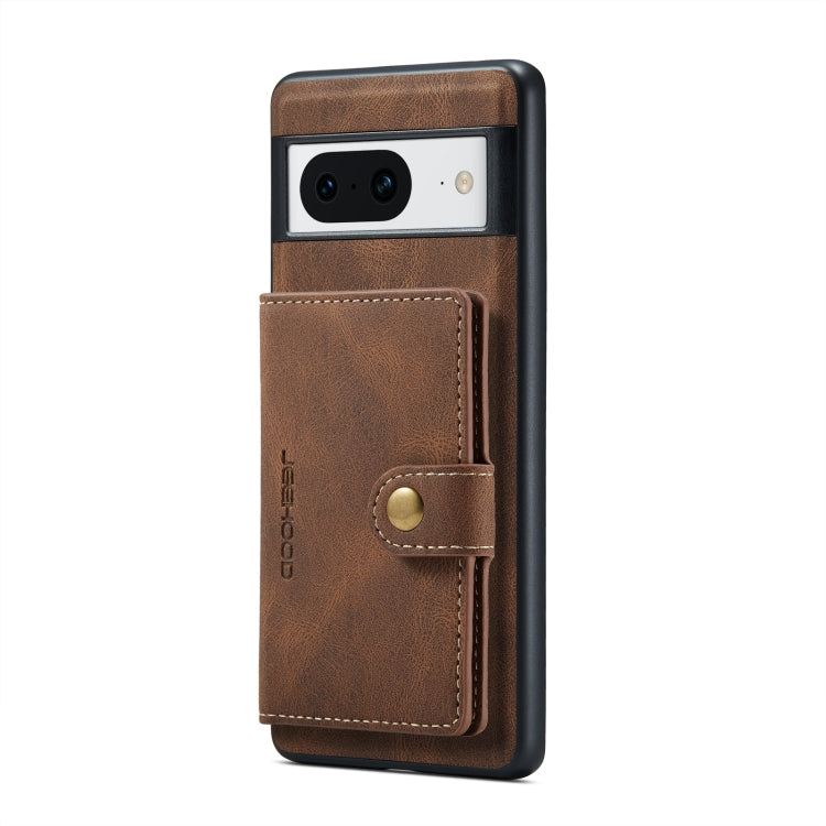 For Google Pixel 8 JEEHOOD Retro Magnetic Detachable Wallet Phone Case(Brown) by JEEHOOD