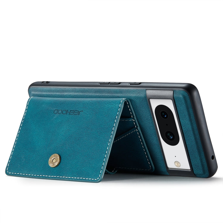 For Google Pixel 8 JEEHOOD Retro Magnetic Detachable Wallet Phone Case(Blue) by JEEHOOD