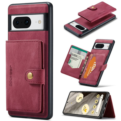 For Google Pixel 8 JEEHOOD Retro Magnetic Detachable Wallet Phone Case(Red) by JEEHOOD