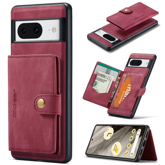 For Google Pixel 8 JEEHOOD Retro Magnetic Detachable Wallet Phone Case(Red) by JEEHOOD