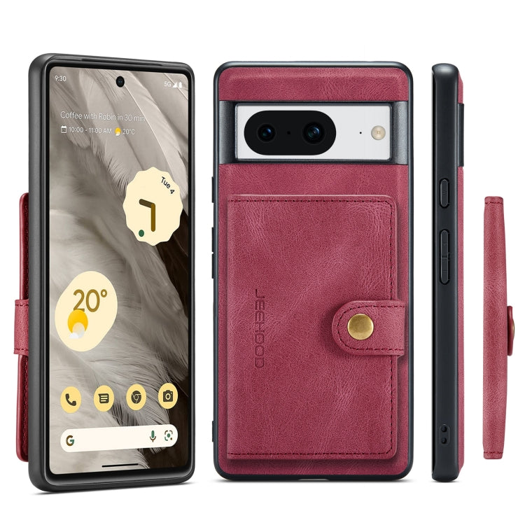 For Google Pixel 8 JEEHOOD Retro Magnetic Detachable Wallet Phone Case(Red) by JEEHOOD
