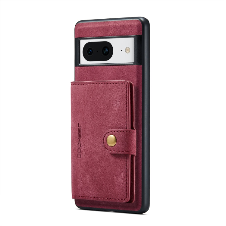 For Google Pixel 8 JEEHOOD Retro Magnetic Detachable Wallet Phone Case(Red) by JEEHOOD