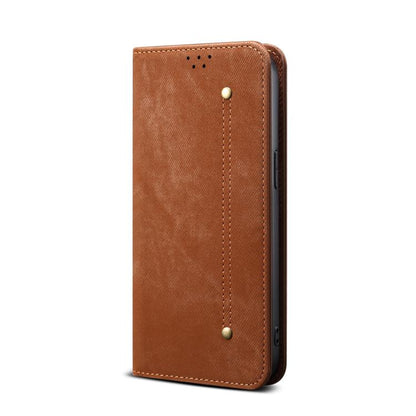 For iPhone 16e Denim Texture Casual Style Horizontal Flip Leather Case(Brown) by bashfashion