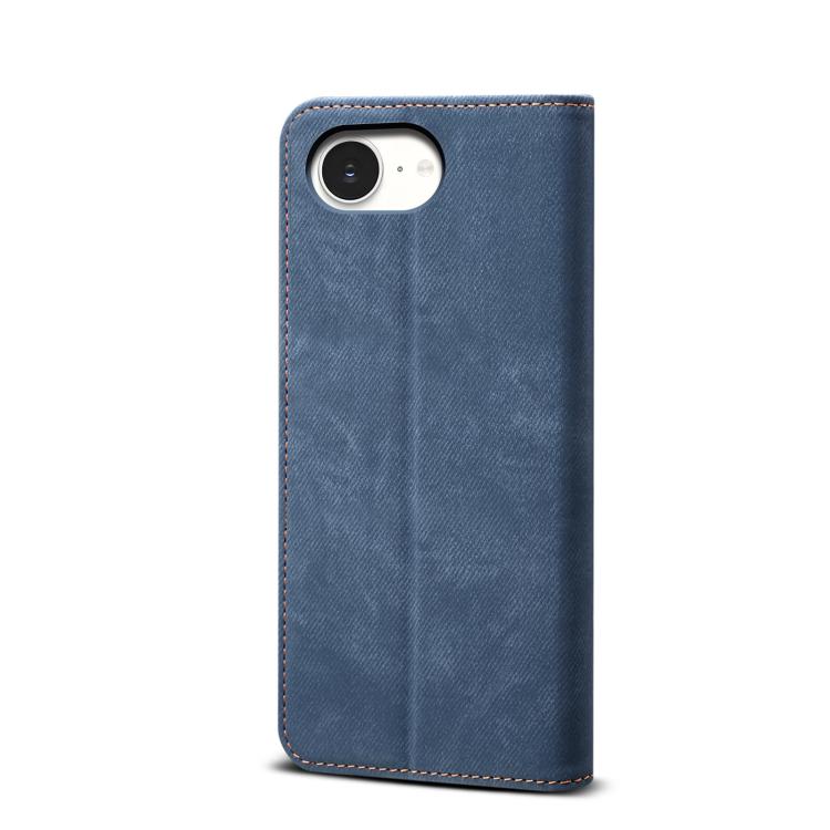 For iPhone 16e Denim Texture Casual Style Horizontal Flip Leather Case(Blue) by bashfashion
