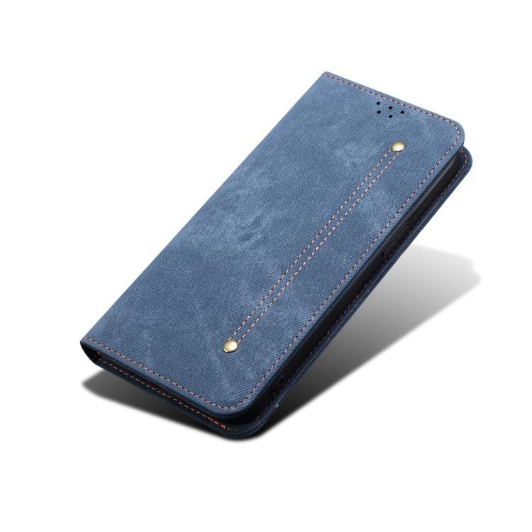 For iPhone 16e Denim Texture Casual Style Horizontal Flip Leather Case(Blue) by bashfashion