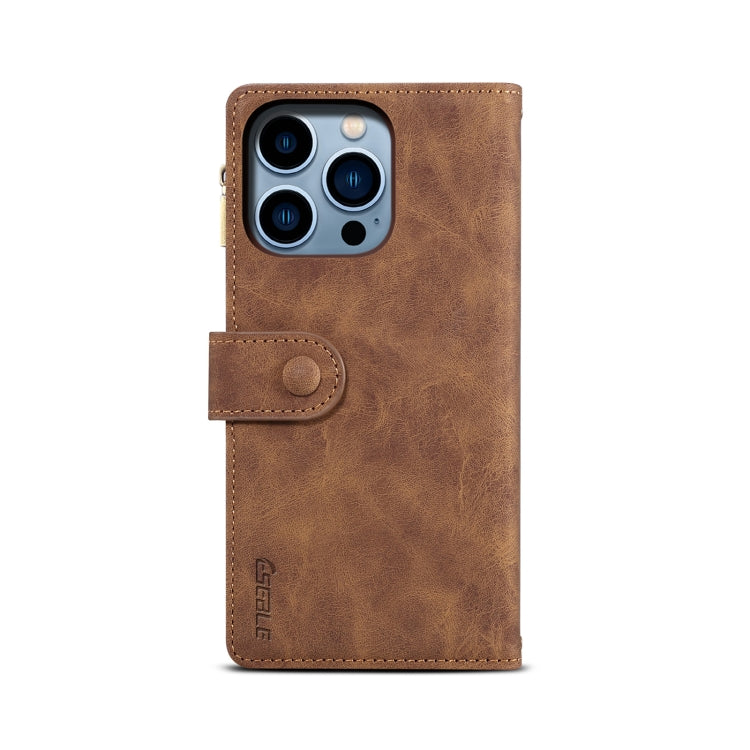 For iPhone 15 Pro ESEBLE Retro Frosted RFID Flip Leather Phone Case(Brown) by ESEBLE