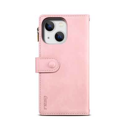 For iPhone 15 Plus ESEBLE Retro Frosted RFID Flip Leather Phone Case(Rose Gold) by ESEBLE
