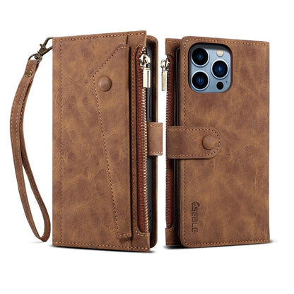For iPhone 16 Pro Max ESEBLE Retro Frosted RFID Flip Leather Phone Case(Brown) by ESEBLE
