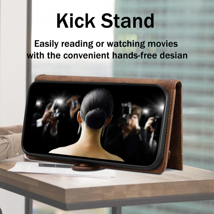 For iPhone 16 Plus ESEBLE Retro Frosted RFID Flip Leather Phone Case(Brown) by ESEBLE