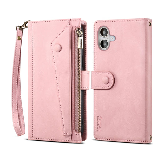 For iPhone 16 Plus ESEBLE Retro Frosted RFID Flip Leather Phone Case(Rose Gold) by ESEBLE