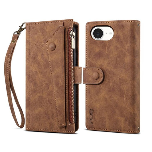 For iPhone 16e ESEBLE Retro Frosted RFID Flip Leather Phone Case(Brown) by ESEBLE