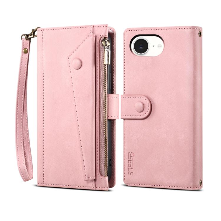 For iPhone 16e ESEBLE Retro Frosted RFID Flip Leather Phone Case(Rose Gold) by ESEBLE