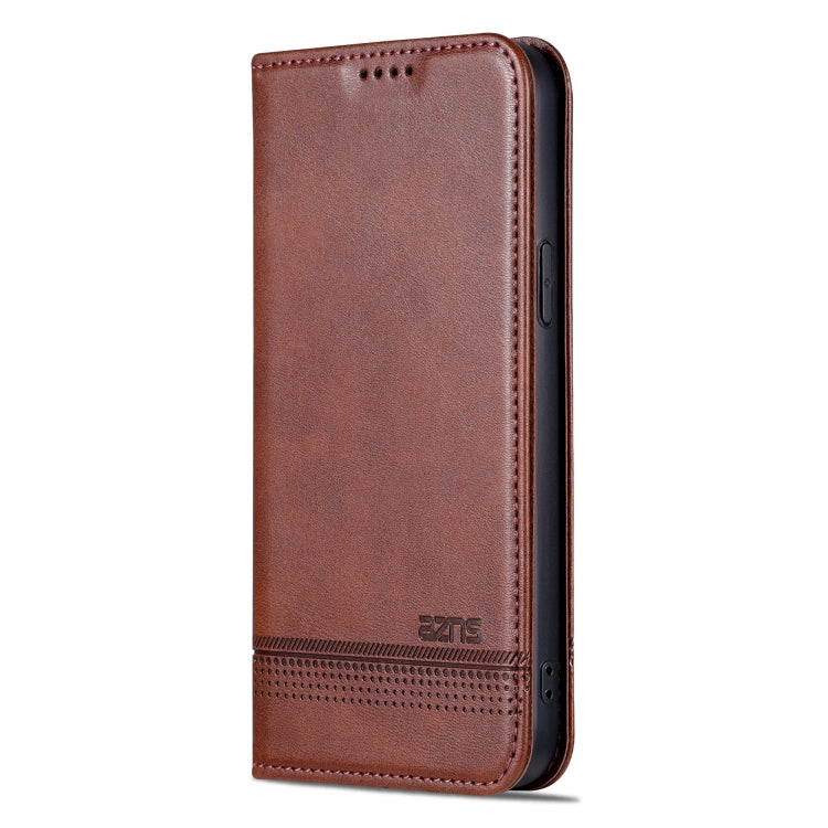 For iPhone 15 Plus AZNS Magnetic Calf Texture Leather Phone Case(Dark Brown) by AZNS
