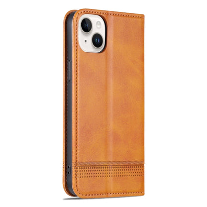For iPhone 15 Plus AZNS Magnetic Calf Texture Leather Phone Case(Light Brown) by AZNS