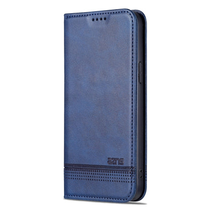 For iPhone 15 Plus AZNS Magnetic Calf Texture Leather Phone Case(Dark Blu) by AZNS