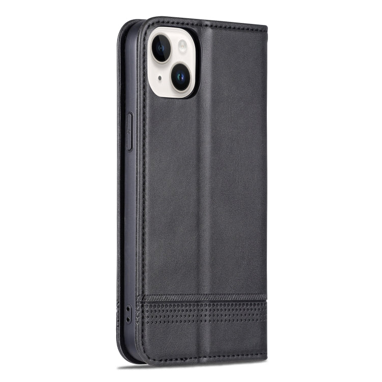 For iPhone 15 Plus AZNS Magnetic Calf Texture Leather Phone Case(Black) by AZNS