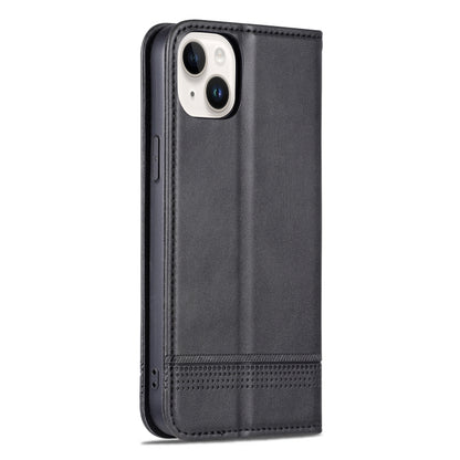 For iPhone 15 Plus AZNS Magnetic Calf Texture Leather Phone Case(Black) by AZNS