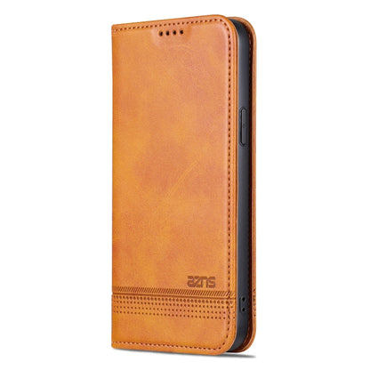 For iPhone 15 AZNS Magnetic Calf Texture Leather Phone Case(Light Brown) by AZNS