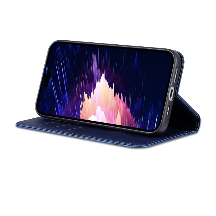 For iPhone 15 AZNS Magnetic Calf Texture Leather Phone Case(Dark Blu) by AZNS