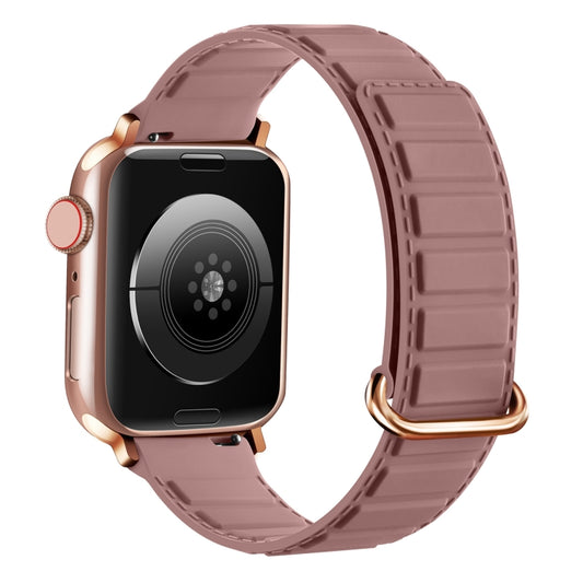 For Apple Watch SE 2022 40mm Reverse Buckle Magnetic Silicone Watch Band(Rose Buckle Rouge) by bashfashion