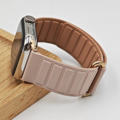 For Apple Watch SE 2022 40mm Reverse Buckle Magnetic Silicone Watch Band(Rose Buckle Pink) by bashfashion