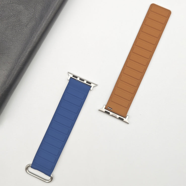 For Apple Watch SE 40mm Reverse Buckle Magnetic Silicone Watch Band(Silver Buckle Blue) by bashfashion