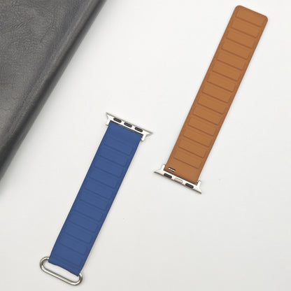 For Apple Watch SE 40mm Reverse Buckle Magnetic Silicone Watch Band(Silver Buckle Blue) by bashfashion