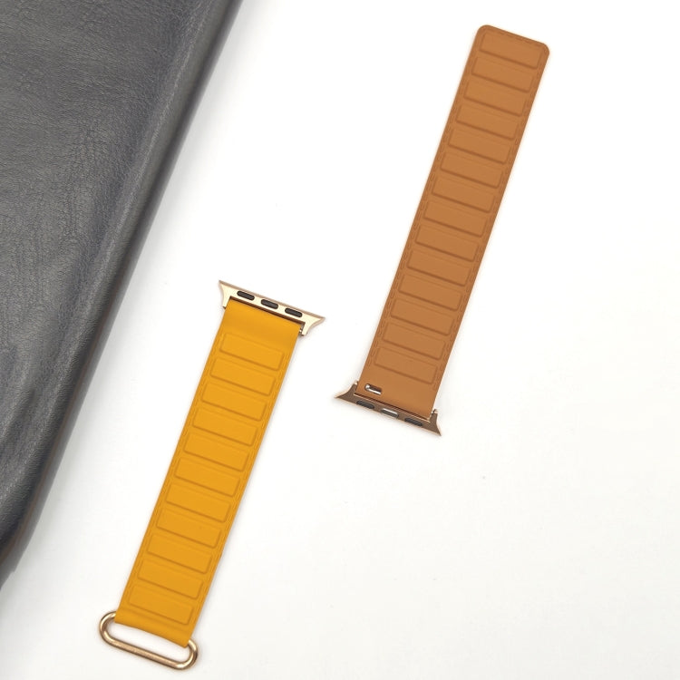 For Apple Watch Series 5 40mm Reverse Buckle Magnetic Silicone Watch Band(Rose Buckle Poppy Brown) by bashfashion