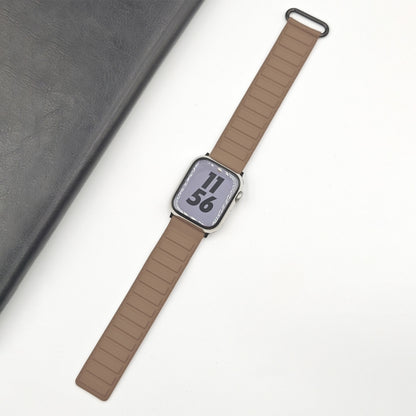 For Apple Watch Series 4 40mm Reverse Buckle Magnetic Silicone Watch Band(Black Buckle Coffee) by bashfashion
