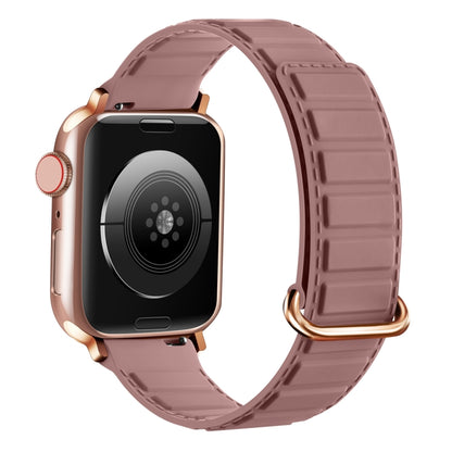 For Apple Watch Series 4 44mm Reverse Buckle Magnetic Silicone Watch Band(Rose Buckle Rouge) by bashfashion
