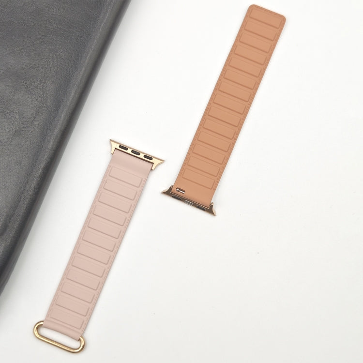 For Apple Watch Series 3 38mm Reverse Buckle Magnetic Silicone Watch Band(Rose Buckle Pink) by bashfashion