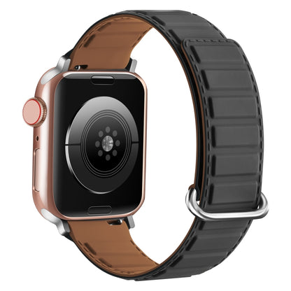 For Apple Watch Series 2 42mm Reverse Buckle Magnetic Silicone Watch Band(Silver Buckle Grey Brown) by bashfashion