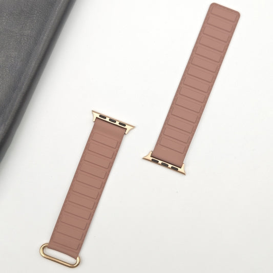 For Apple Watch 42mm Reverse Buckle Magnetic Silicone Watch Band(Rose Buckle Rouge) by bashfashion