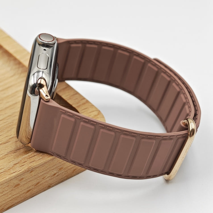 For Apple Watch Ultra 2 49mm Reverse Buckle Magnetic Silicone Watch Band(Rose Buckle Rouge) by bashfashion