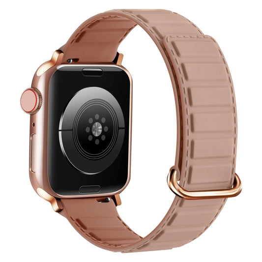 For Apple Watch Ultra 2 49mm Reverse Buckle Magnetic Silicone Watch Band(Rose Buckle Pink) by bashfashion