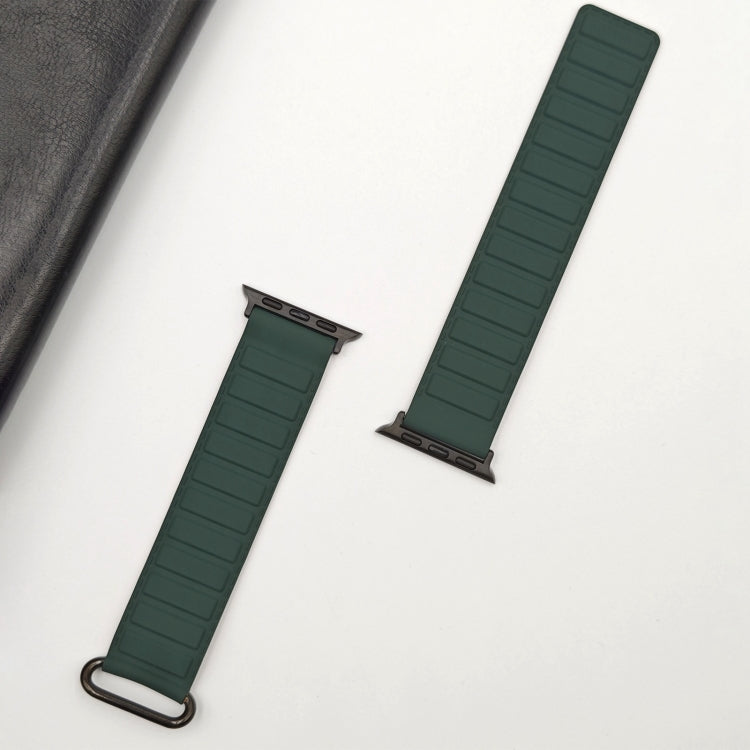 For Apple Watch SE 2023 40mm Reverse Buckle Magnetic Silicone Watch Band(Black Buckle Green Brown) by bashfashion