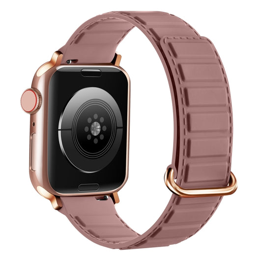 For Apple Watch SE 2023 40mm Reverse Buckle Magnetic Silicone Watch Band(Rose Buckle Rouge) by bashfashion