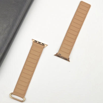 For Apple Watch SE 2023 44mm Reverse Buckle Magnetic Silicone Watch Band(Rose Buckle Milk Apricot) by bashfashion