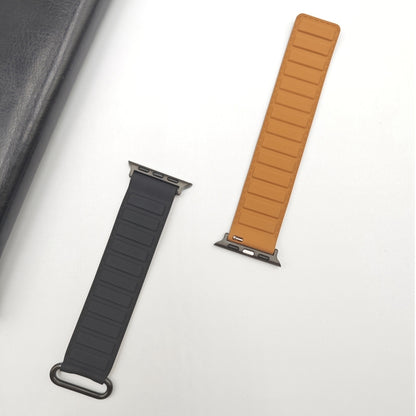 For Apple Watch Series 10 46mm Reverse Buckle Magnetic Silicone Watch Band(Black Buckle Black Brown) by bashfashion