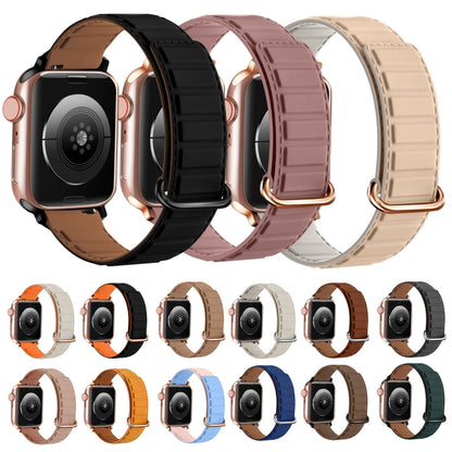 For Apple Watch SE 40mm Reverse Buckle Magnetic Silicone Watch Band(Silver Buckle Blue) by bashfashion