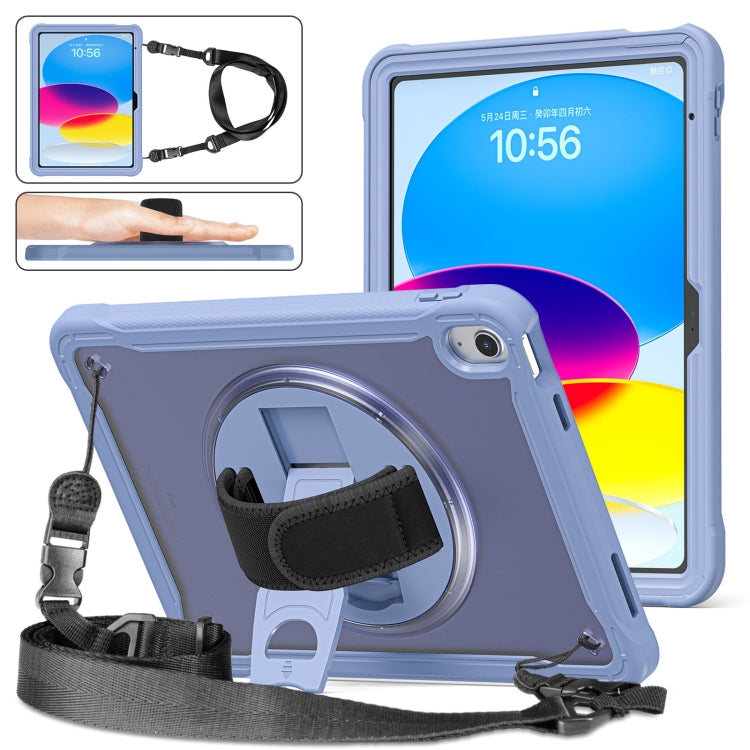 For iPad 2025 / 2022 Heavy Duty Hybrid Tablet Case with Hand Grip & Strap(Lavender Grey) by bashfashion