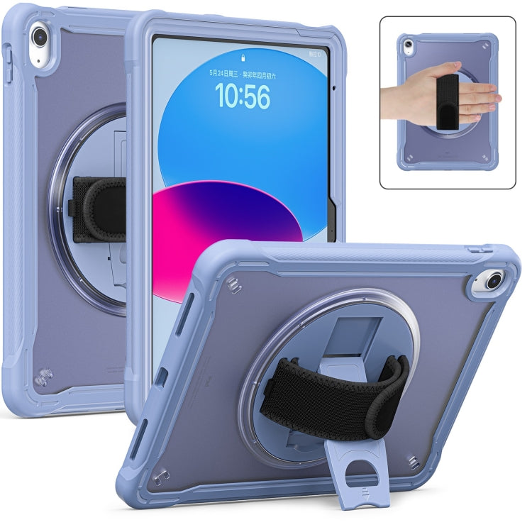 For iPad 2025 / 2022 Heavy Duty Hybrid Tablet Case with Hand Grip & Strap(Lavender Grey) by bashfashion