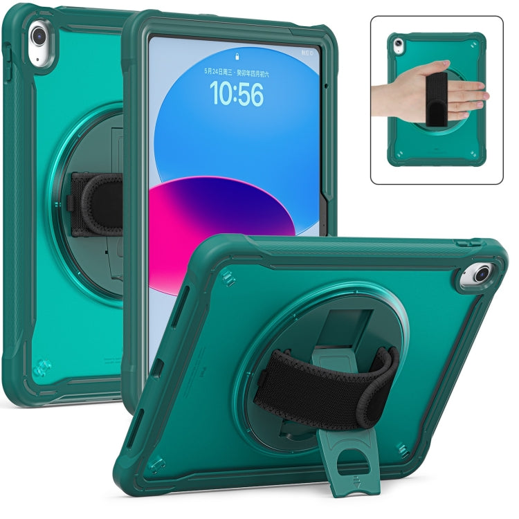 For iPad 2025 / 2022 Heavy Duty Hybrid Tablet Case with Hand Grip & Strap(Dark Green) by bashfashion