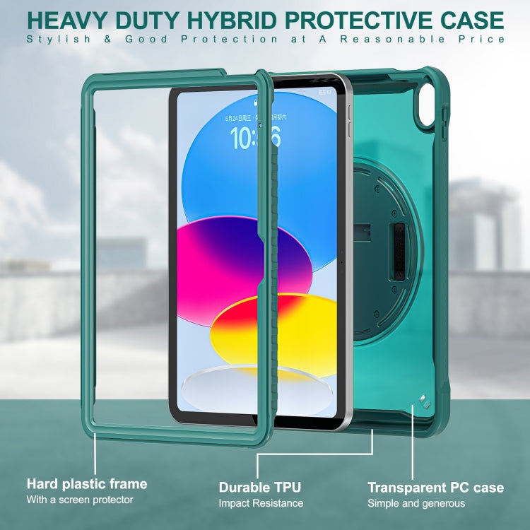 For iPad 2025 / 2022 Heavy Duty Hybrid Tablet Case with Hand Grip & Strap(Dark Green) by bashfashion