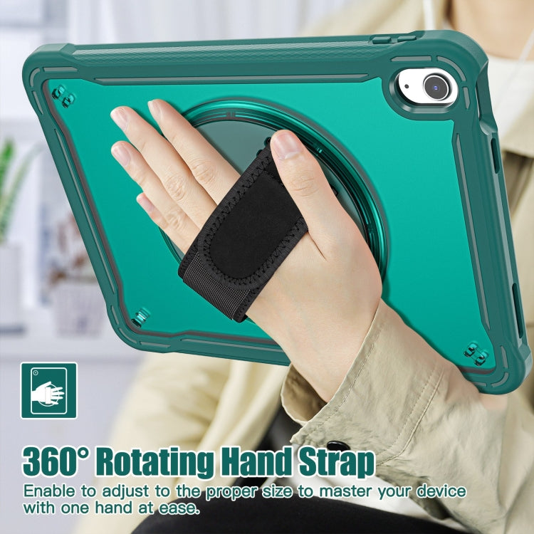 For iPad 2025 / 2022 Heavy Duty Hybrid Tablet Case with Hand Grip & Strap(Dark Green) by bashfashion