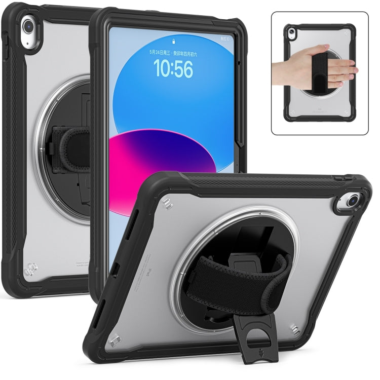 For iPad 2025 / 2022 Heavy Duty Hybrid Tablet Case with Hand Grip & Strap(Black) by bashfashion